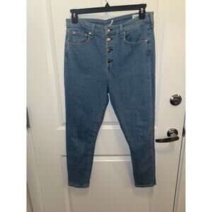 Rag & Bone Button Fly Jeans Women Size 32 Wash High Rise Skinny Raw Hem Denim